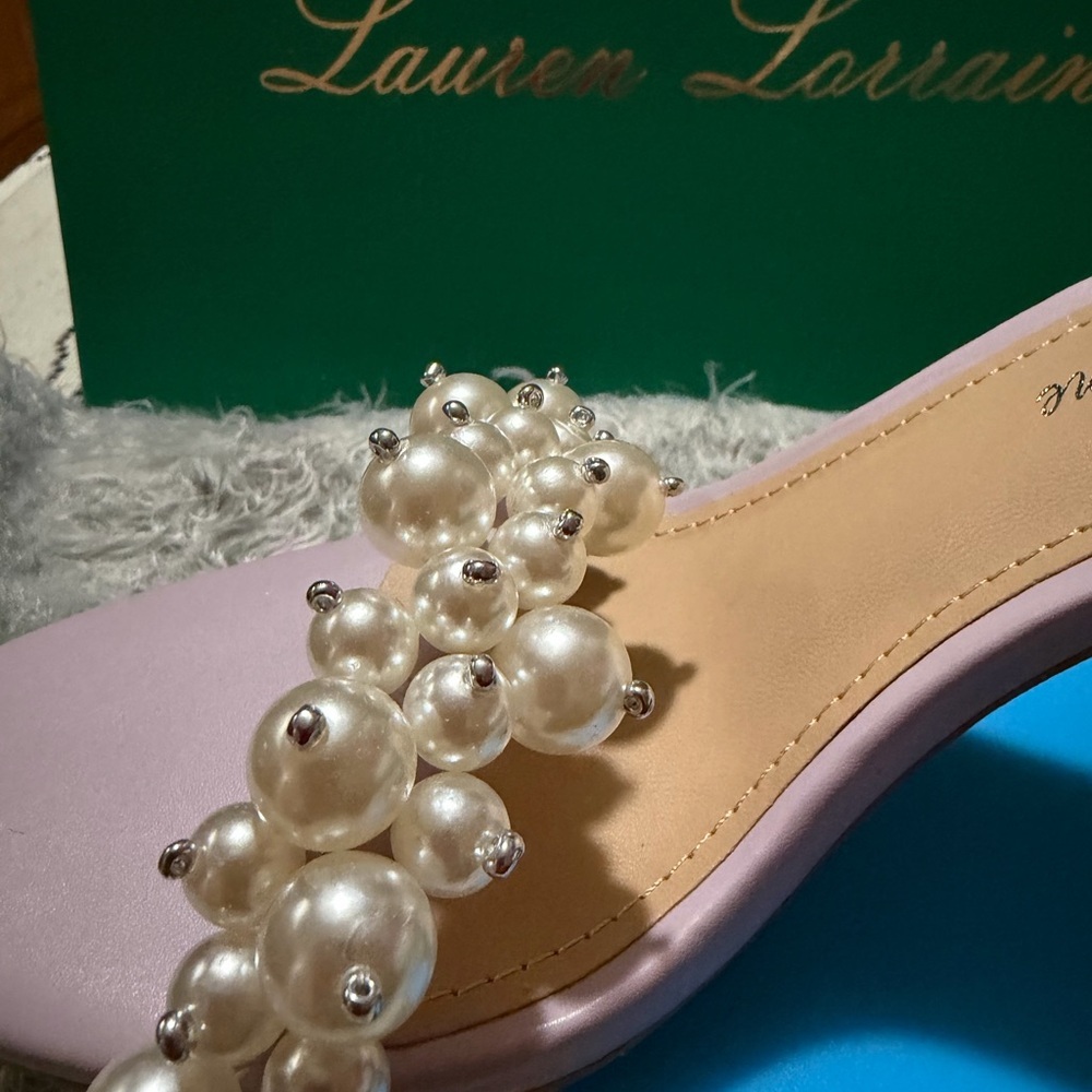 Lauren Lorraine Soft Violet Blush Heels with Pearl Accents - Picture 2 of 7